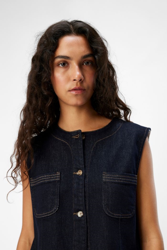 Milla denim waistcoat, Dark Blue denim